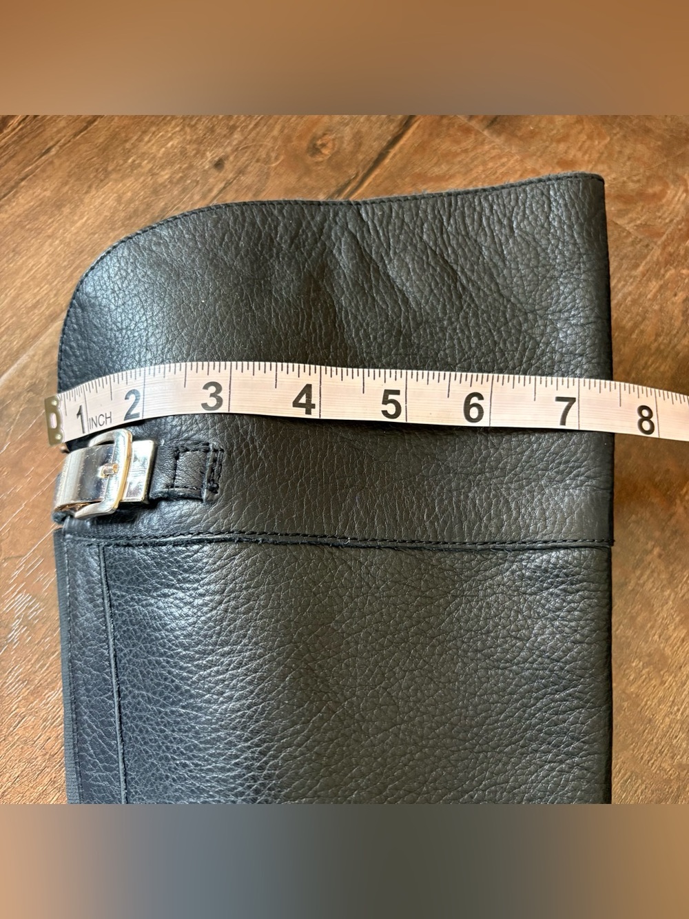 Vince Camuto Women’s 8.5M Black Leather Knee High Riding Boots Side Zip Buckle - Picture 13 of 16